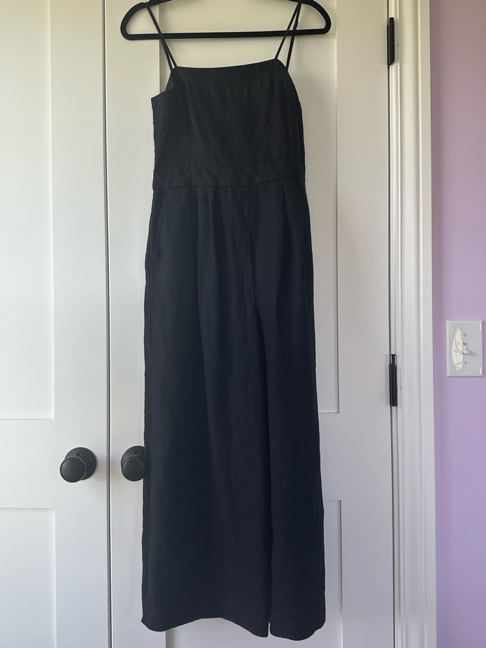 J.Crew Black Wide Leg Spaghetti Strap Jumpsuit Size 6
